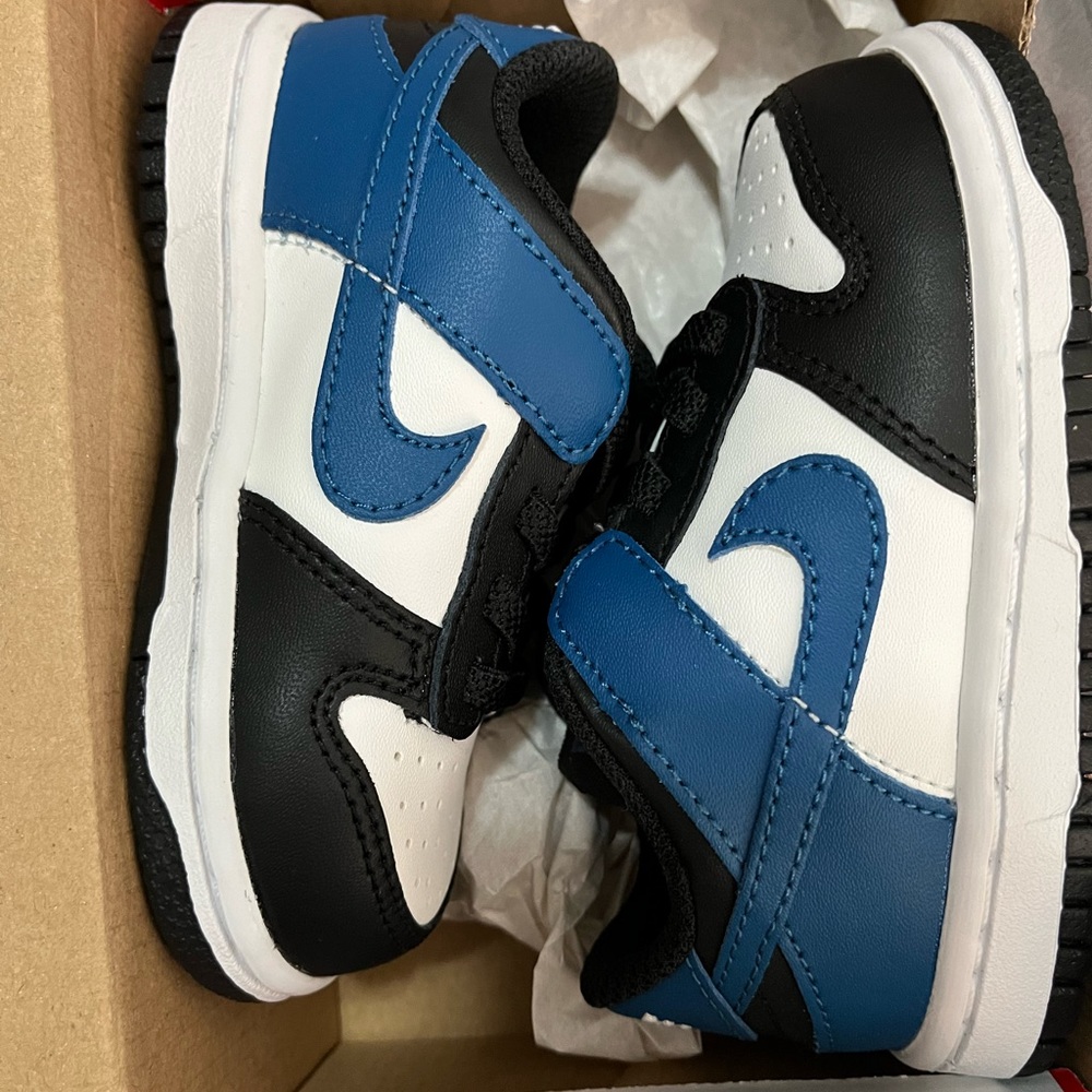 Brand New Toddler Size 6C Nike Dunk Low White & Industrial Blue.